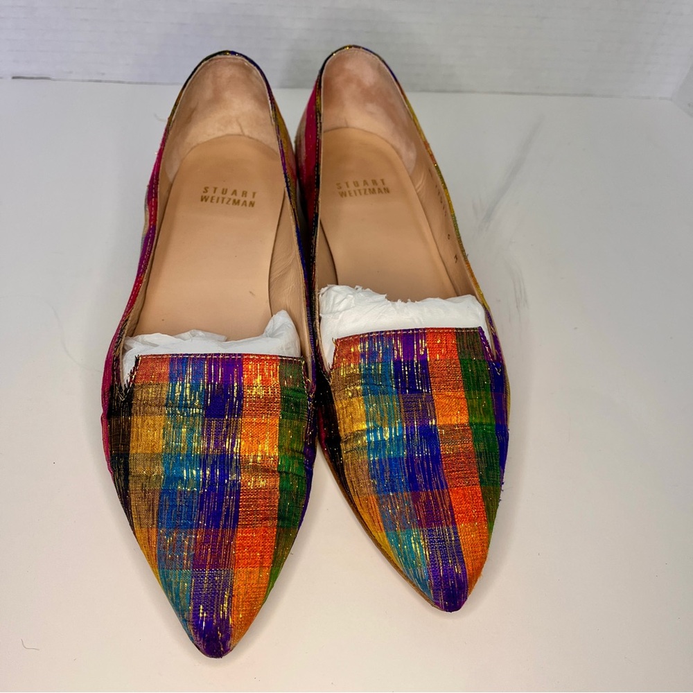 Stuart Weitzman Rialto Tinsel Silk Flats Loafers